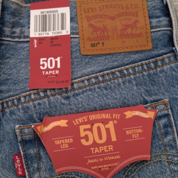 NWT Levi's 501 W24 L26 Taper Cropped Jean - Picture 5 of 17